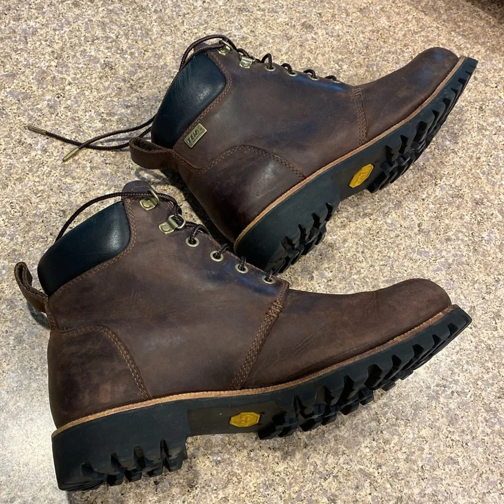 🔥Sale🔥 L.L. Bean Work Boots 10 WIDE Leather Item 301050 Vibram Soles Brown